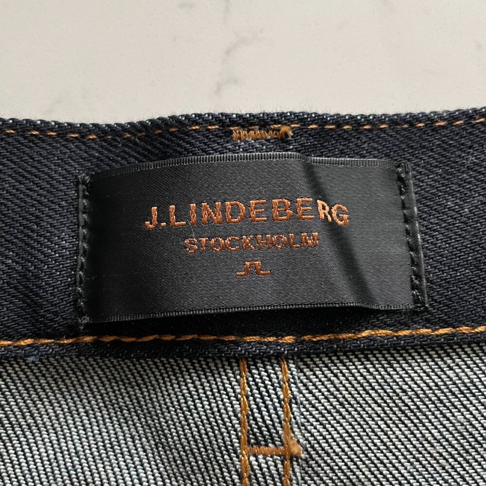 J. Lindeberg Stockholm Jake Raw Reg Rise Rg Tapered Leg Dk Wash Jeans Blue 29x32 - Picture 7 of 16